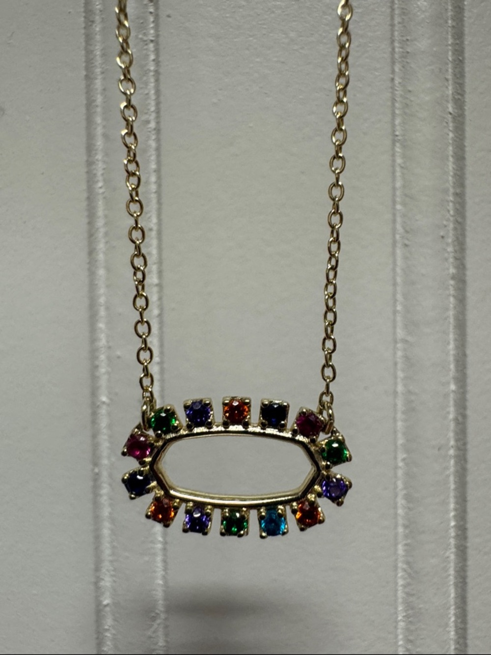 Kendra Scott Gold-Tone Multicolor Crystal Pendant Necklace -adjustable length